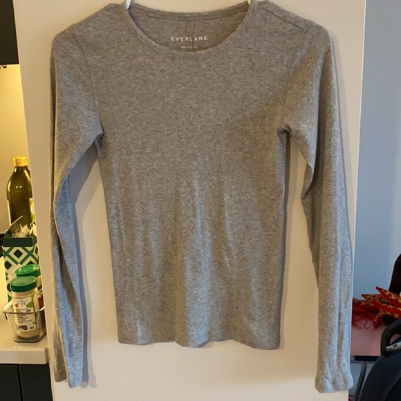 COPY - Everlane Pima Micro-Rib Long-Sleeve Crew - Heather Grey - Picture 2 of 2